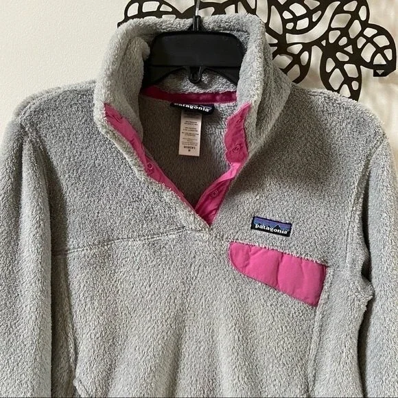 Patagonia Re-Tool Snap-T Gray Pink Pullover Fleece M - Picture 4 of 13